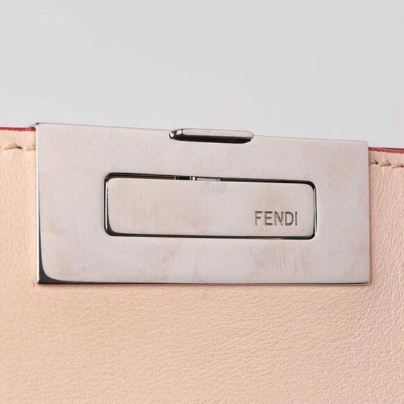 Fendi Light Pink/Brown Pebbled Leather Peekaboo Pochette Crossbody Bag - Picture 5 of 12